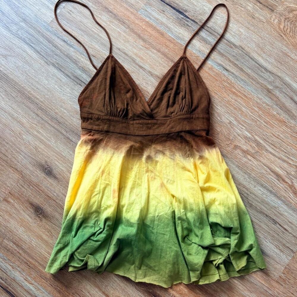 Brown Green Babydoll Tank